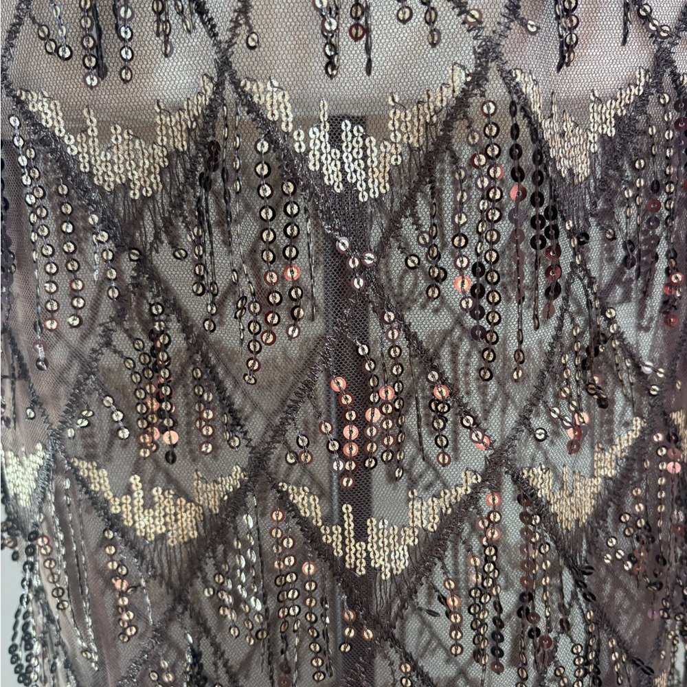 NWT Simons Chocolate Brown Sequin Lace Sequin Sparkly tulle Midi Skirt Size S - Picture 4 of 15